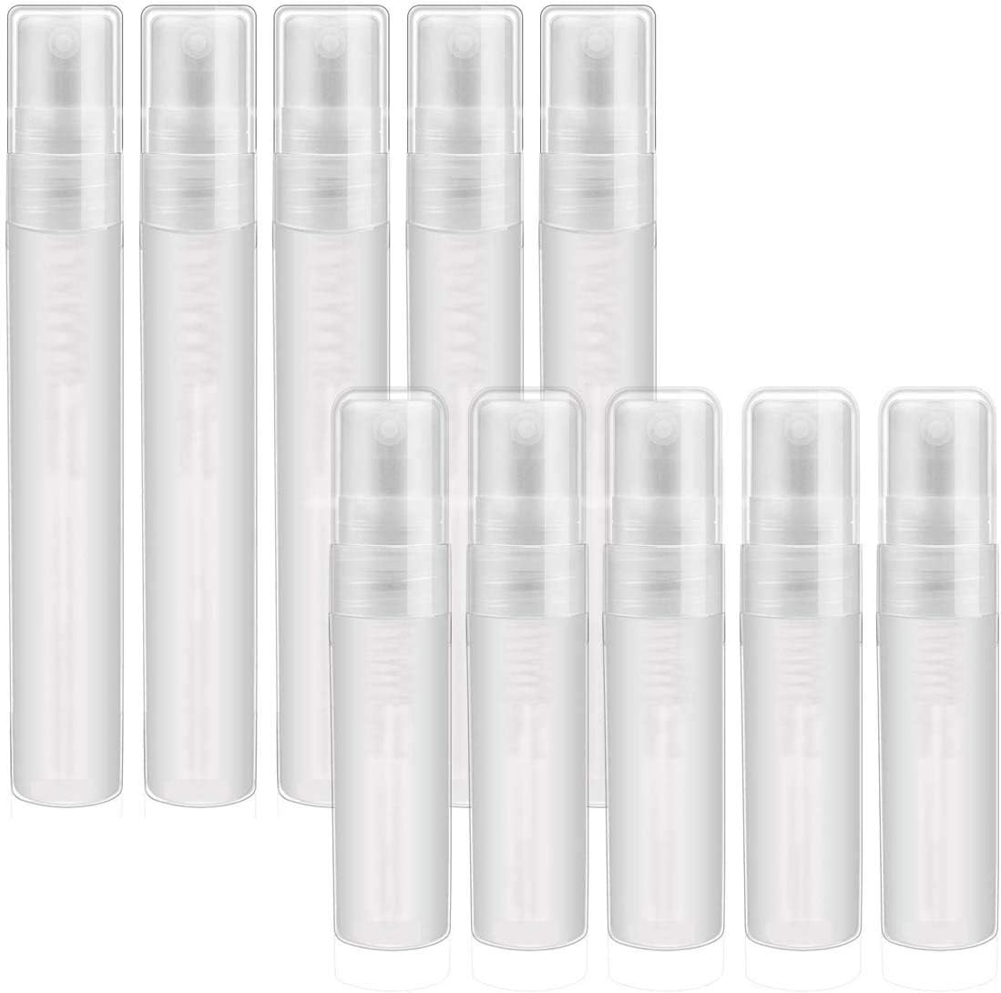 SYOSI 10 Pcs Mini Spray Atomizer Empty Bottles Plastic Bottle Spray Mini Empty Sample Bottles Atomizer Pump for Perfume, Toner and etc, 10ml&5ml