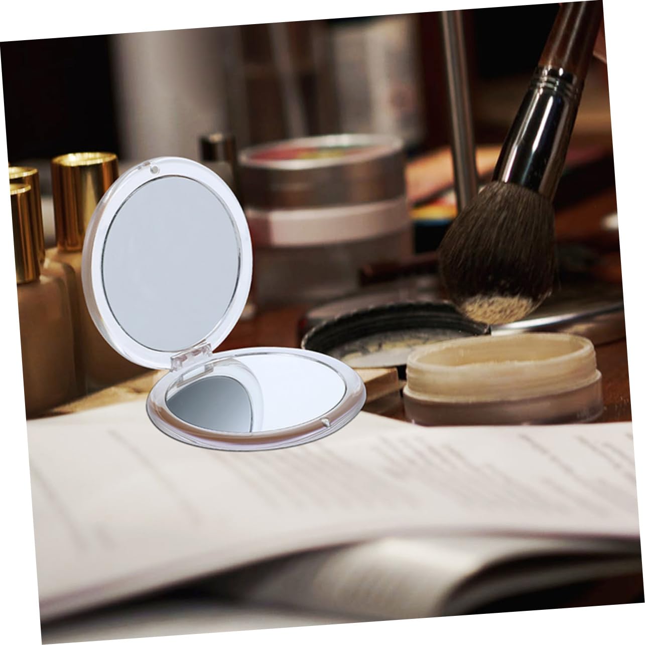 BESTYASH 3 Stück Faltbarer Kosmetikspiegel Doppelseitiger Mini Vergrößerungsspiegel Kompakter Handspiegel für Reisen Make Up Unterwegs Vergrößerung