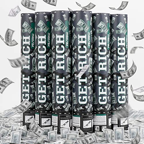 Confetti Cannon Party Poppers Biodegradable Shooters,(6 Pack) YESHOW Money Confetti Gun Blaster for New Year’s Eve Party Supplies Graduation Christmas Birthday