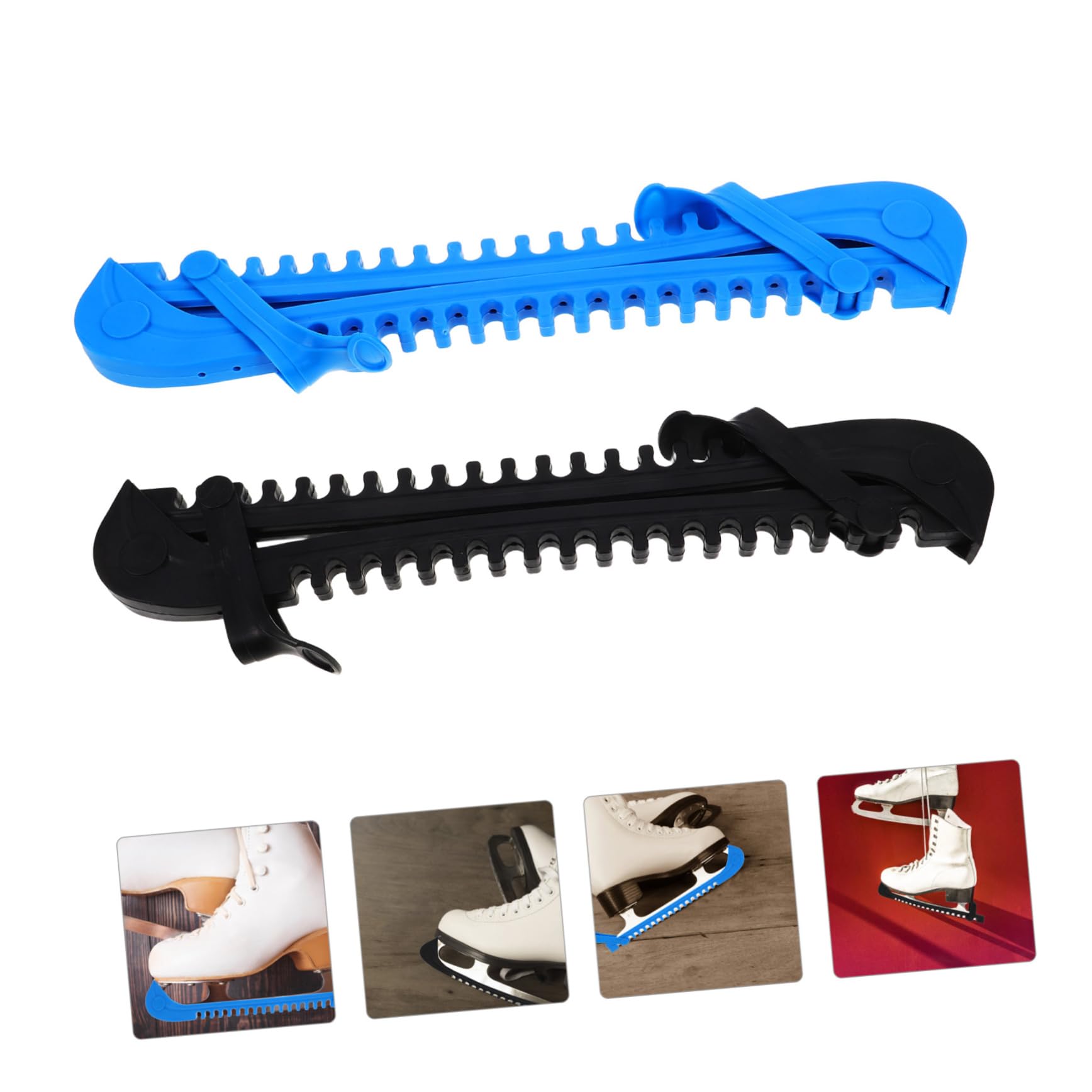 UKCOCO Protectores de Patines de Hielo Ajustables de PVC, 4 Piezas, para Hockey y Patinaje Artístico, Cubiertas para Cuchillas, Adultos y Niños