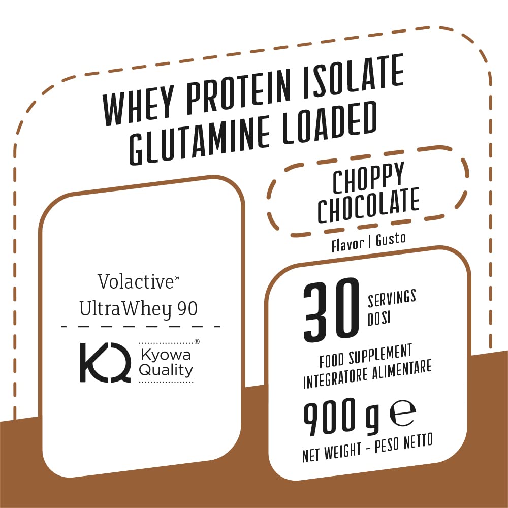 anderson Proteine Q-WHEY –Cioccolato, isolate 90%, glutammina, vitamina B - 900g | crescita massa muscolare - latte alta qualità certificato Volactive| absolute series– made in italy