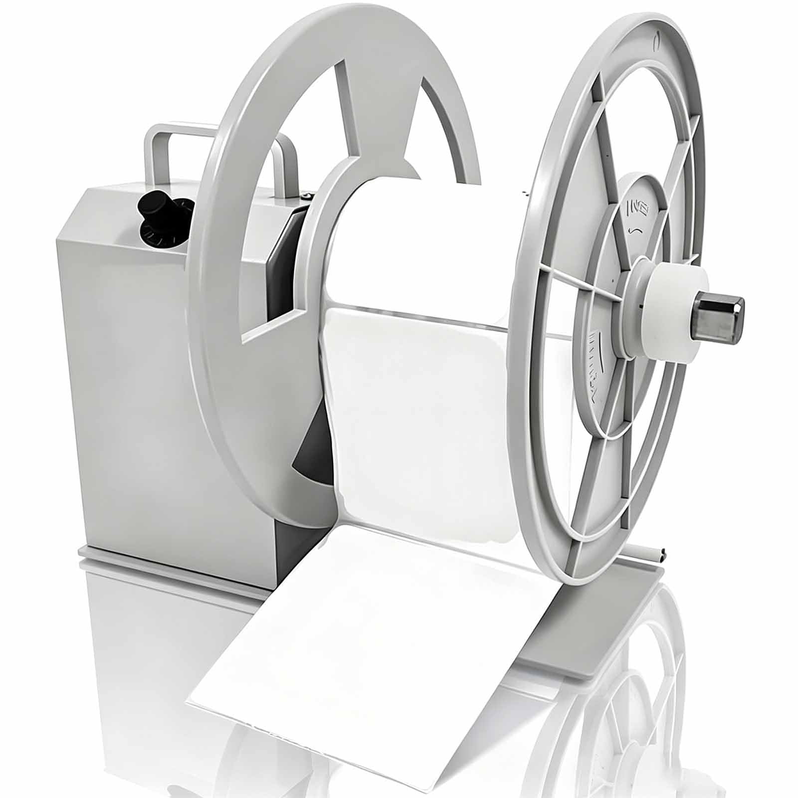 MRJYK Automatic Label Rewinder, Speed Adjustable Label Rewinder, Continuously Variable Speed, Automatic Synchronization, Forward & Reverse Rewinding, 120mm Width, 230mm Diameter with Baffle