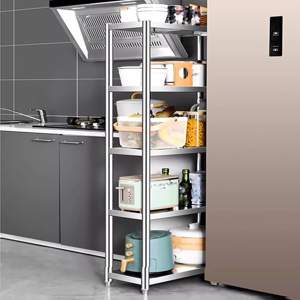 Scaffale regolabile a 5 ripiani in acciaio inox RFloorStanding Kitchen Design sottile per risparmiare spazio efficiente perfetto per nizing piccole aree