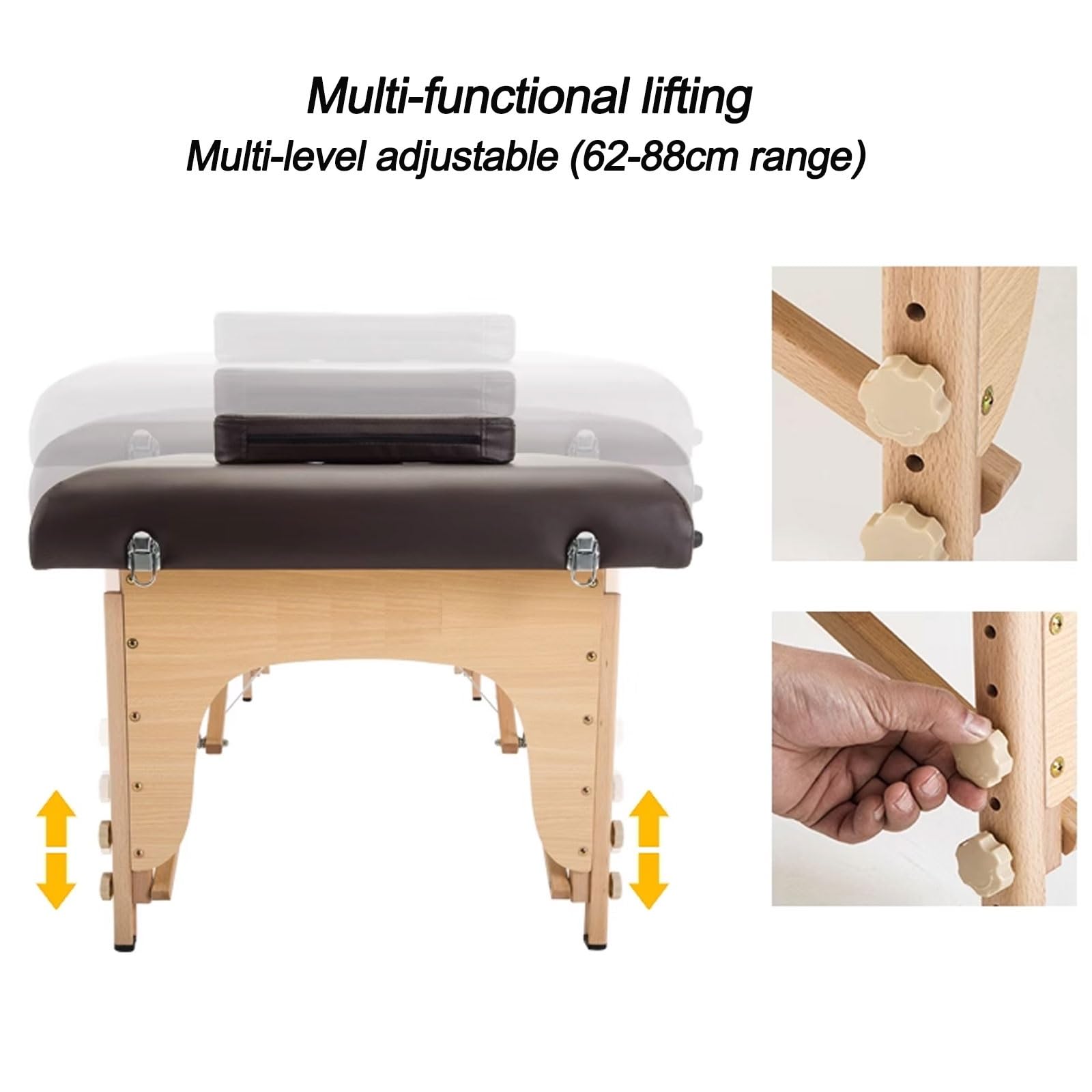 Foldable Massage Table Adjustable Height, Massage Spa Bed, Massage Therapy Table with Beech Stands, Adjustable 2 Fold Salon Bed with Leather, Portable Lash Bed (Color : Navy Blue, Size : 185 * 70cm-B