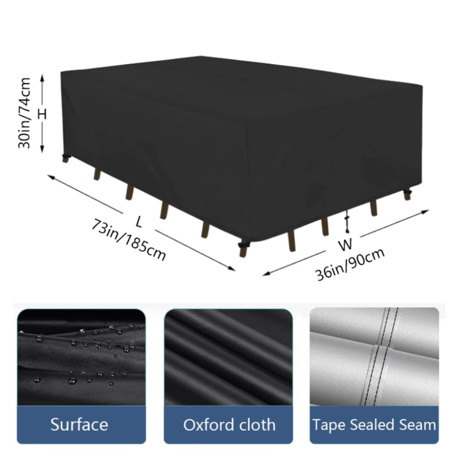HeavyDu 420D - Funda impermeable de piel de buey para jardín, 420 x 360 x 80 cm, resistente al invierno, protección contra rayos UV, protector para mesa y toldo, para balcón