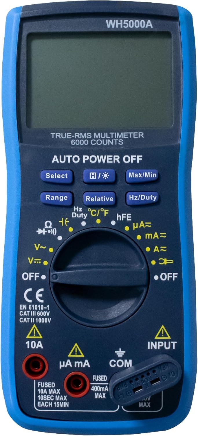 MMOBIEL Multimetro Num Pro CAT III 1000V CAT IV 600V - 6000 Conteggio - Test di tensione, test AC/DC, corrente, resistenza, continuità, test transistor - con cavi test, fusibili e cinghie magnetiq