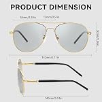 SIPHEW Aviator Lunettes de conduite teintées anti-glace gris polarisé Lunettes de soleil teintées légèrement pour Dawn/Dusk pour homme