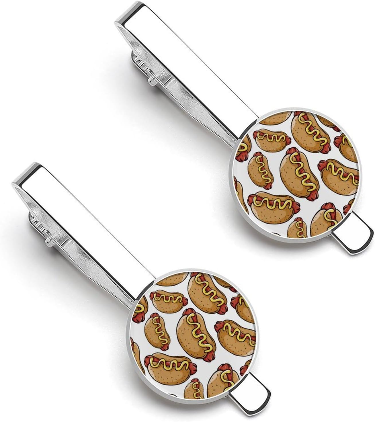 Hot Dog Cartoon Tie Clips 2 Pcs Funny Bar Clip Set Necktie Clothing Accessories for Weddings Party Business