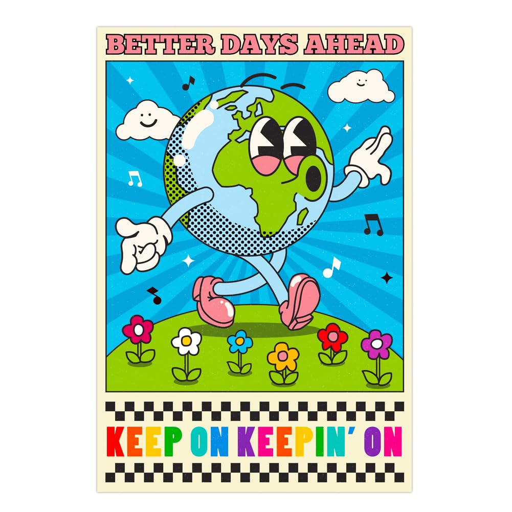 D4DREAM Retro Posters for Room Aesthetic 11"x 17" Inspirational Quote Poster Better Days Ahead Posters Motivational Vintage Wall Art Positive Aesthetic Poster for Dorm Classroom Bulletin Board Decor