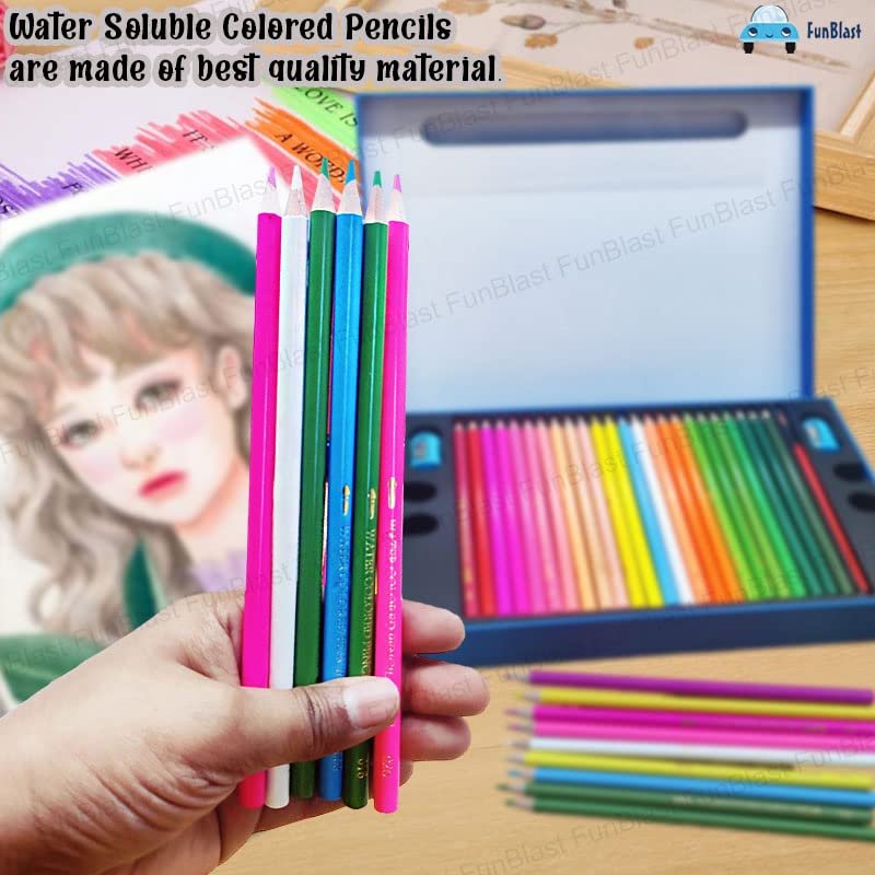 Image of FunBlast Color Pencils Set, (Pack of 48 Pcs) Professional Water Soluble Colored Pencils, Colorful Pencil Colors /Artist Sketching, Drawing Color Pencils for Art Craft, Colouring Pencils for Artists