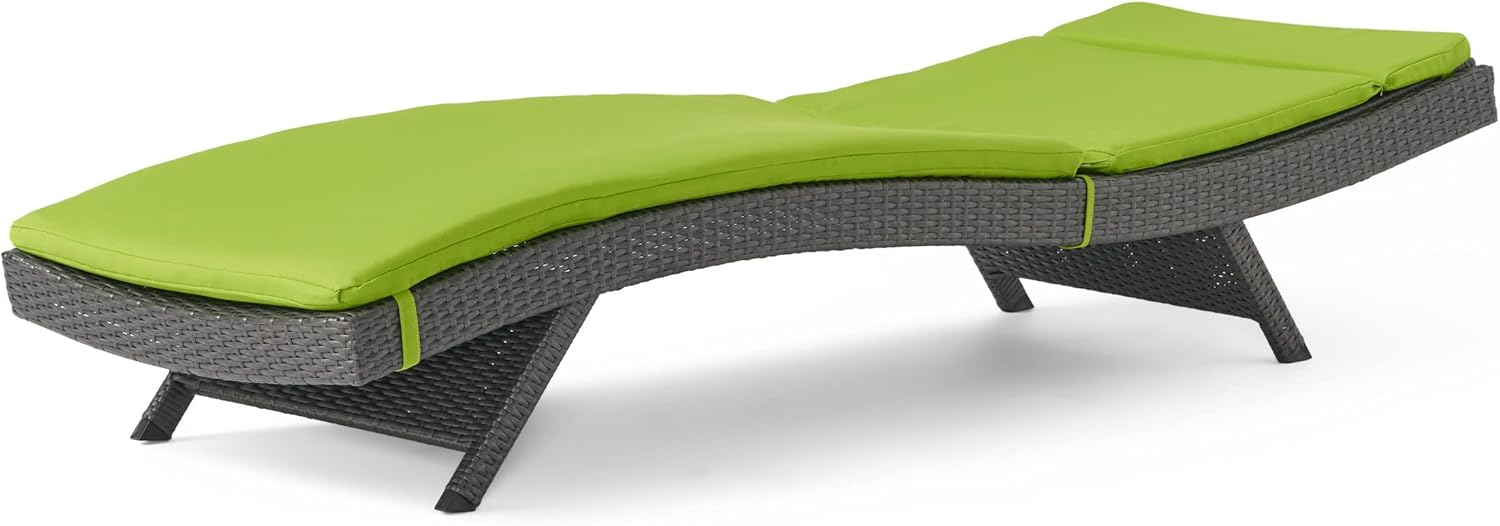 Christopher Knight Home Salem Outdoor Wicker Adjustable Chaise Lounges with Cushions, 2-Pcs Set, Multibrown / Bright Green