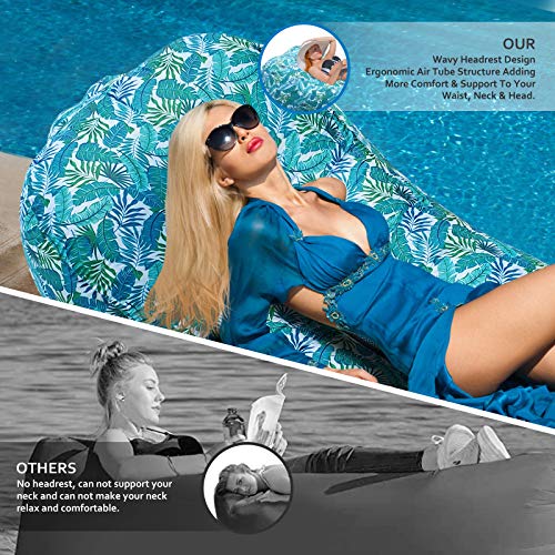 Myuilor Lounger Chair Air Sofa Couch Inflatable Hammock Ergonomic Beach Bed Waterproof Anti-Air Leaking for Camping Hiking Travel Beach Picnic Lakeside, No Pump Required (Green) - Thumbnail 2