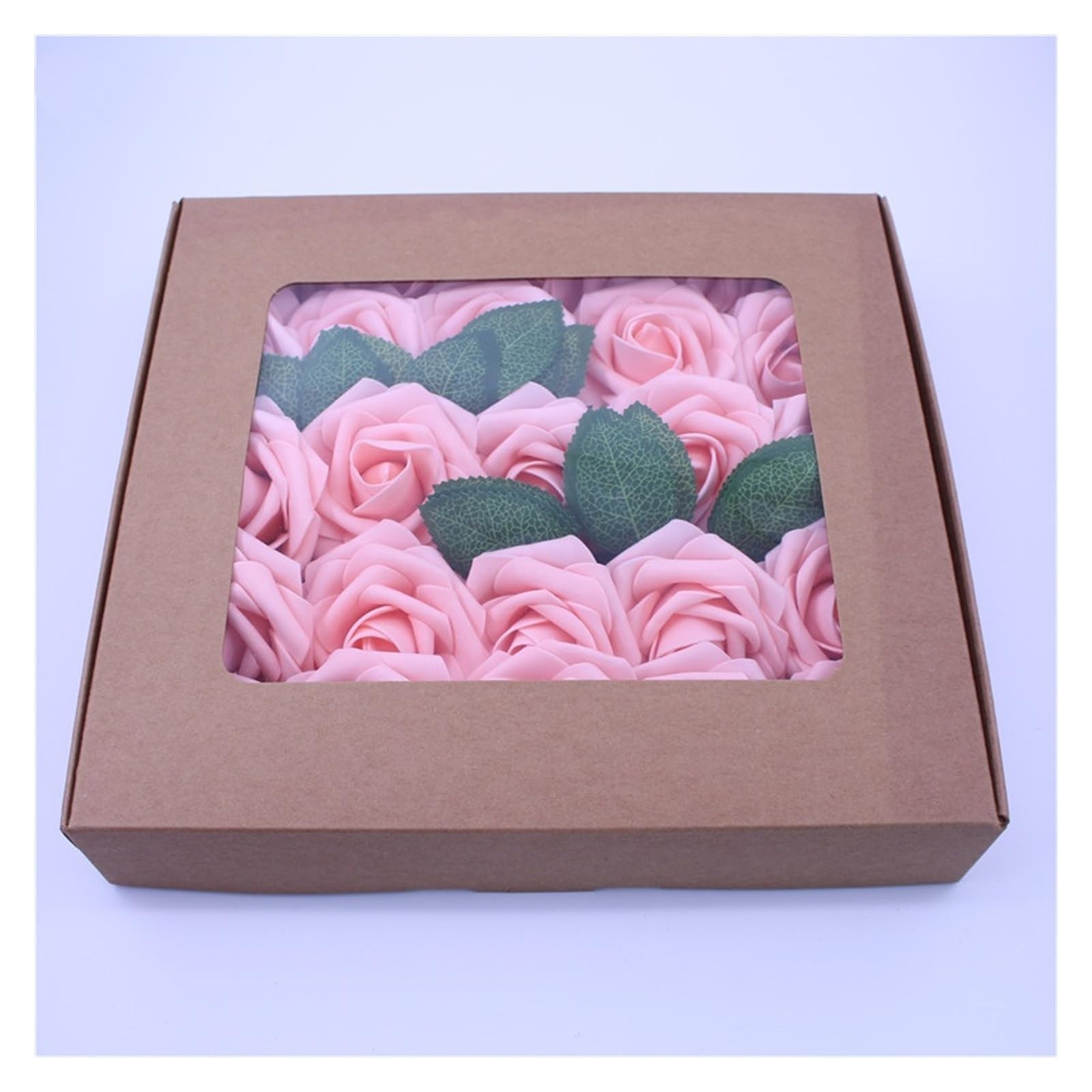 Sztuczne kwiaty 25 sztuk/pudło 7-8cm sztuczna pianka PE białe róże kwiaty bukiet panny młodej kwiat na wesele dekoracyjne Sztuczne kwiaty(Pink white)