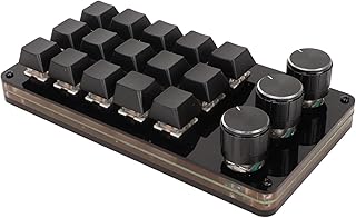 Mechanical Programmable Keypad, 15 Keys 3 Knobs Blue Switch Mechanical Gaming Keypad, Programming Macro Shortcut Keyboard, Separation Cable, for PC Gaming