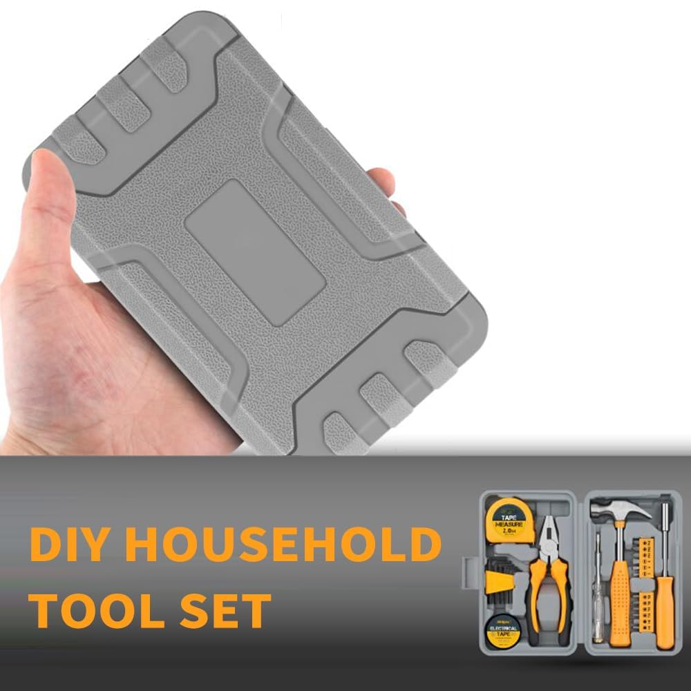 Kit de herramientas de bricolaje de 24 piezas, mini juego de herramientas de mano con alicates, llave, martillo y destornillador para mantenimiento y reparación del hogar y la oficina