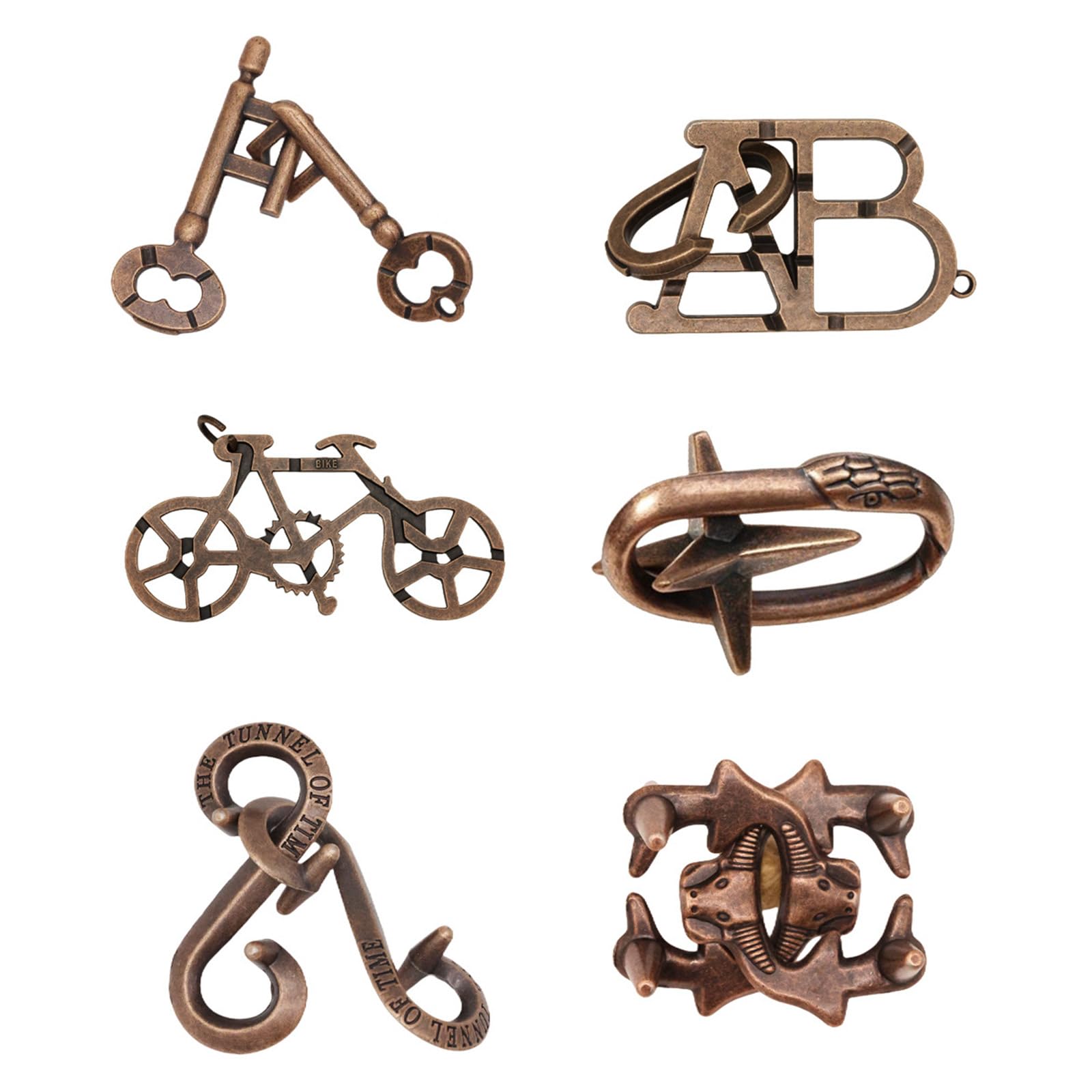 TVETE Metal Brain Teaser Puzzle Set 6 Piece Chinese Rings Disentanglement