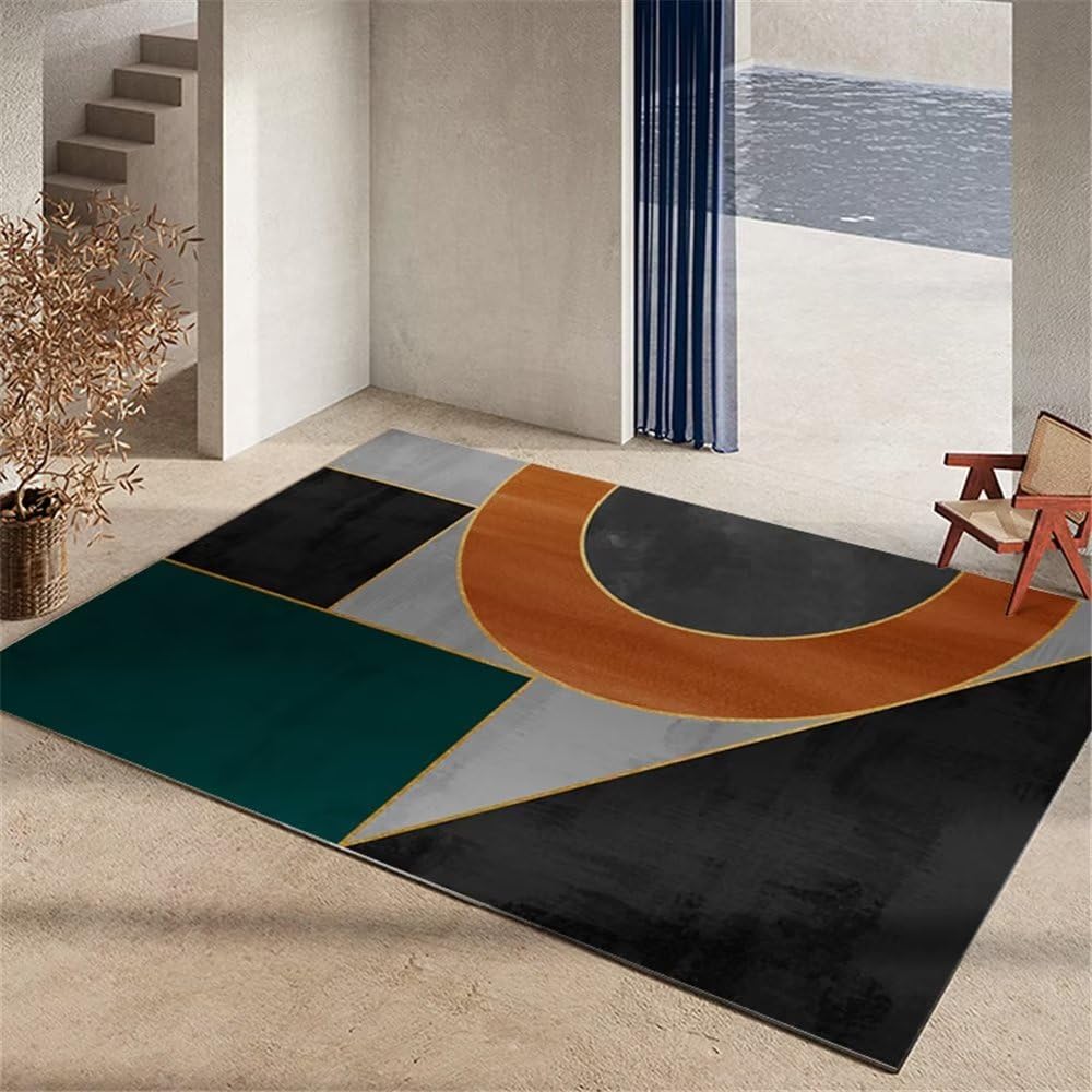 Tapis de salon moderne bon soin au tissage géométrique de qualité