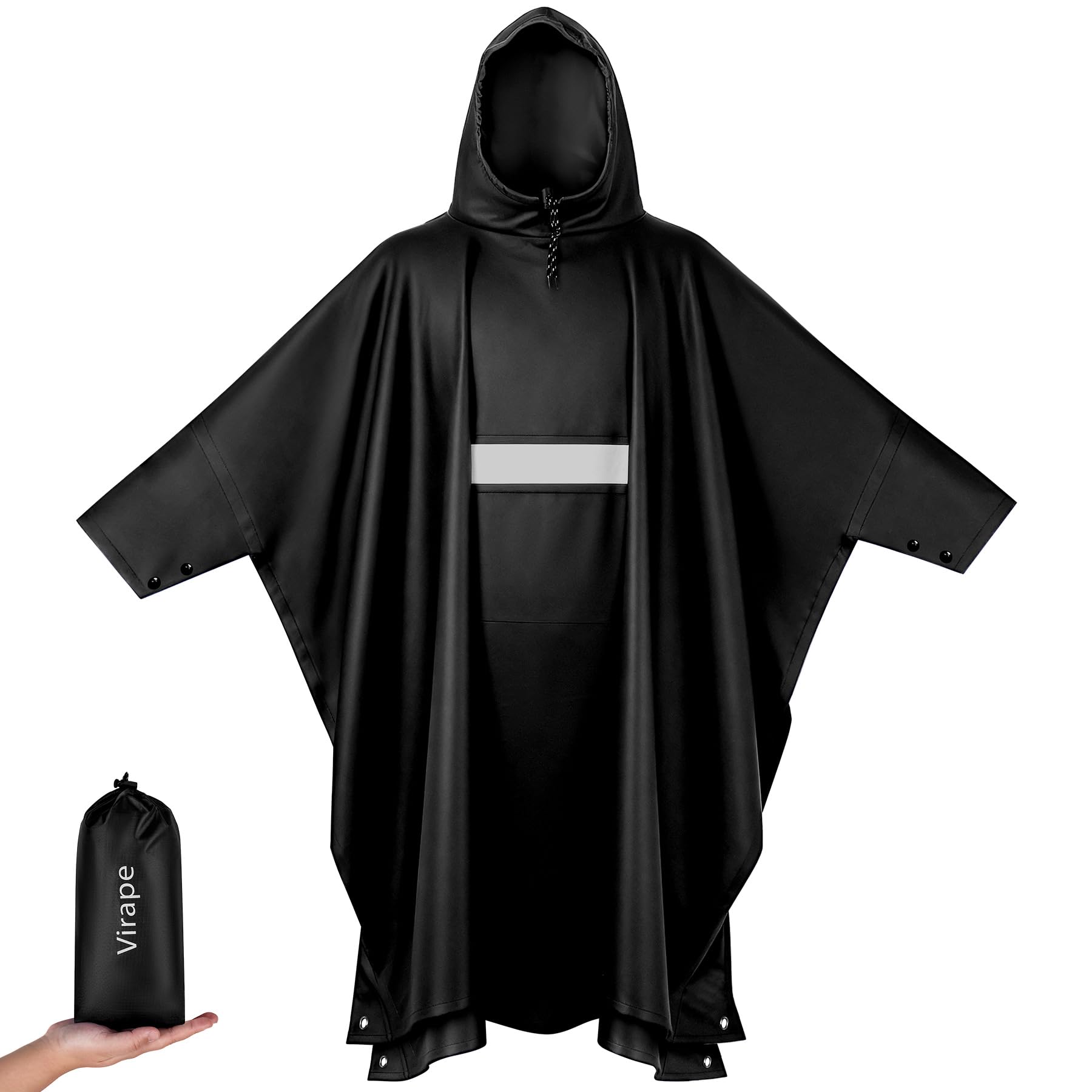 Virape Leicht Wasserdicht Regenponcho Regenjacke Herren & Damen mit Ärmeln Belüftet Mehrzweck Regenmantel mit Kapuze Schutzdecke Unterschlupf Plane Regencape für Camping Wandern Hikking