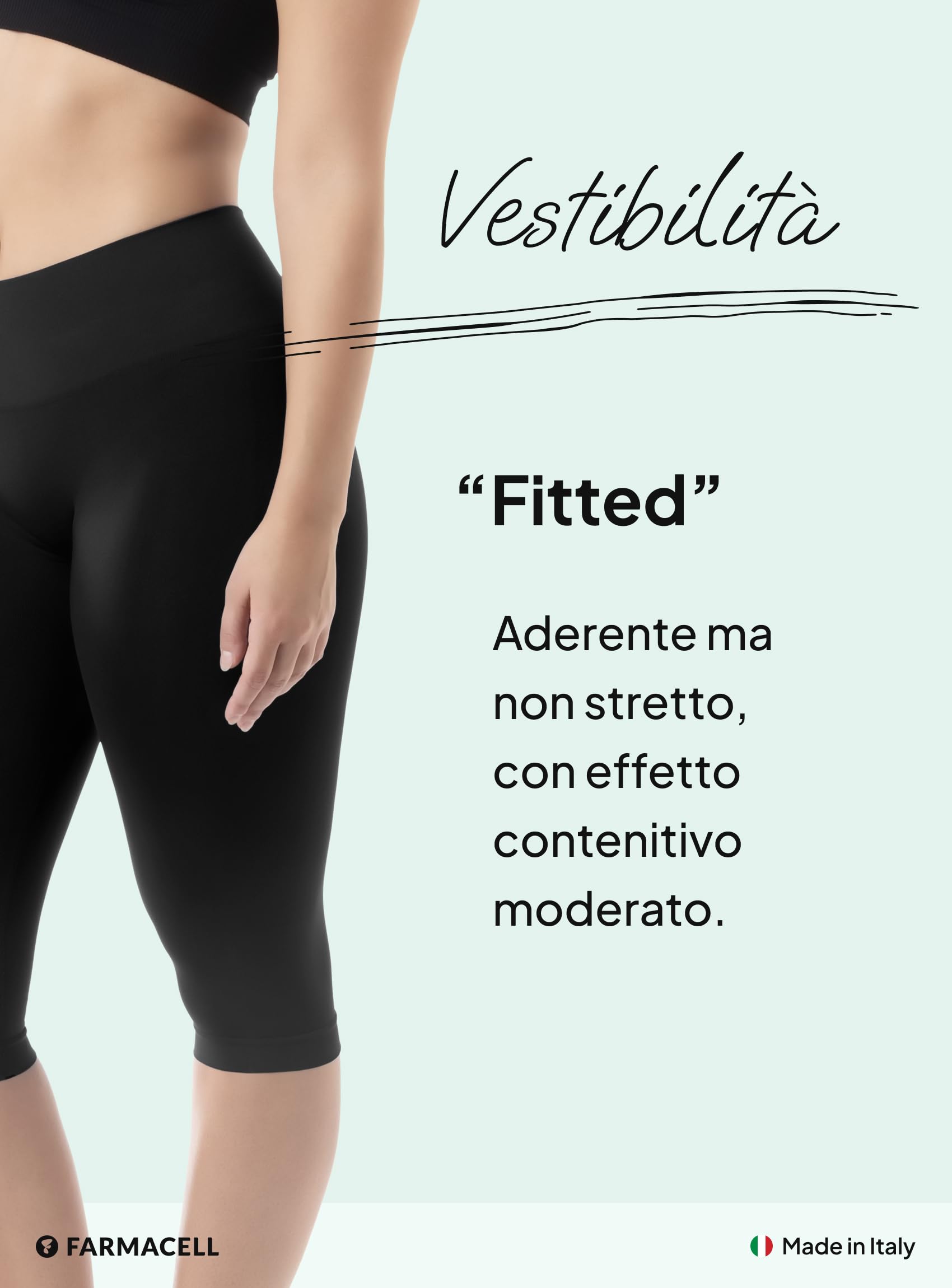 FarmaCell Leggings Anticellulite Donna 3/4, Leggings Capri Modellanti con Effetto Fir, Made in Italy, 604Y