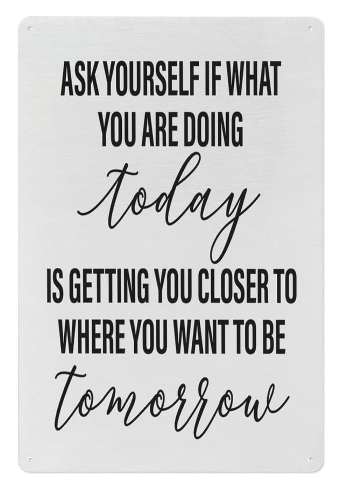 FNYUVNFAF Motivational Self Check Quote Metal Tin Sign Daily Reflection Reminder Wall Decor for College Dorm Apartment Living Room Entryway 8 X 12 inch