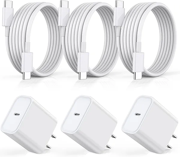 Fast Charger for iPhone 17 16 15, 3Pack USB C iPad Charge PD Fast Charger Block 6FT Long USBC to Type C i Phone Charging Cable Cord for iPhone 17 Air/Pro/Pro Max/16 Pro/Plus/15/15 Pro/Pro Max,iPad Pro