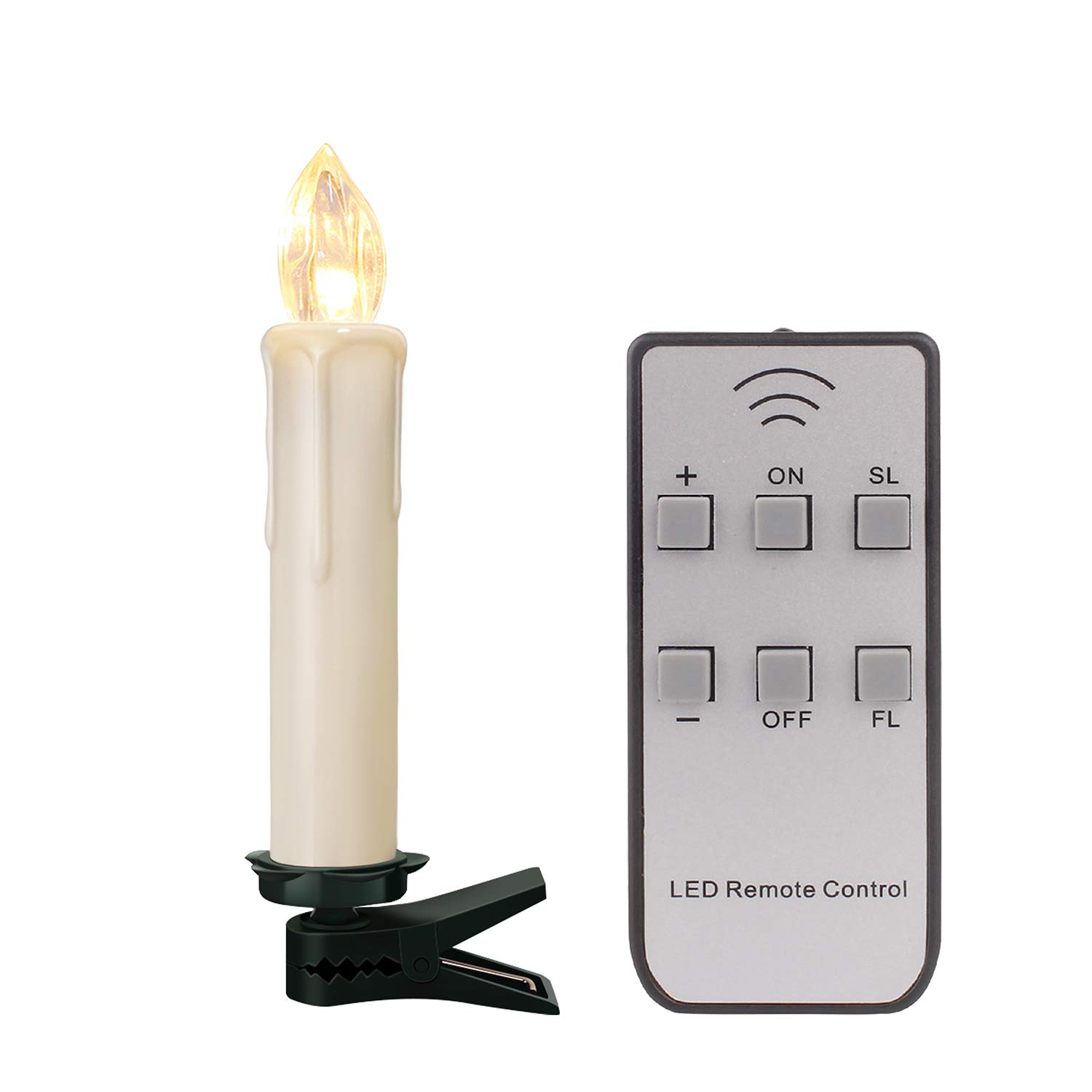 10/20/30/40 Kerst LED Kaarsen, Licht Kaarsen, Kaarsen Set voor een Kerstboom met Afstandsbediening, Draadloos, Beige, 30er