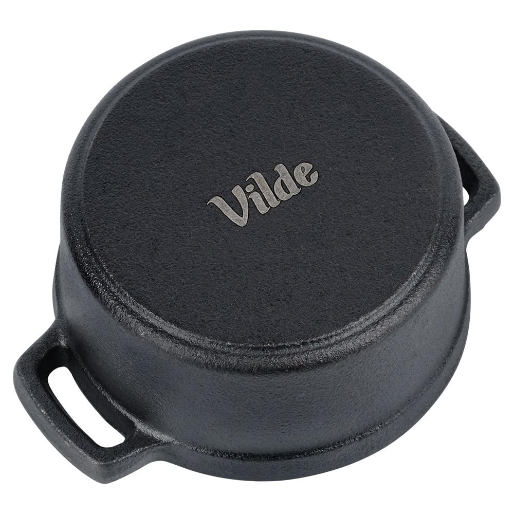 Vilde Lot de 2 mini cocottes en fonte avec couvercle de 10 cm – Mini casserole en fonte de 250 ml – Marmite de service et mini cocotte pour four, cuisinière et barbecue – Petit plat à gratin pour