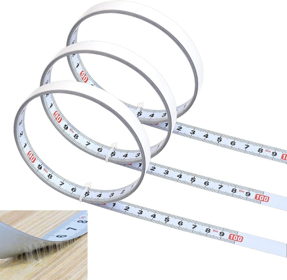 UCNOGIM 3 Rolls Self Adhesive Tape Measure, 1M Metric Scale Miter Track