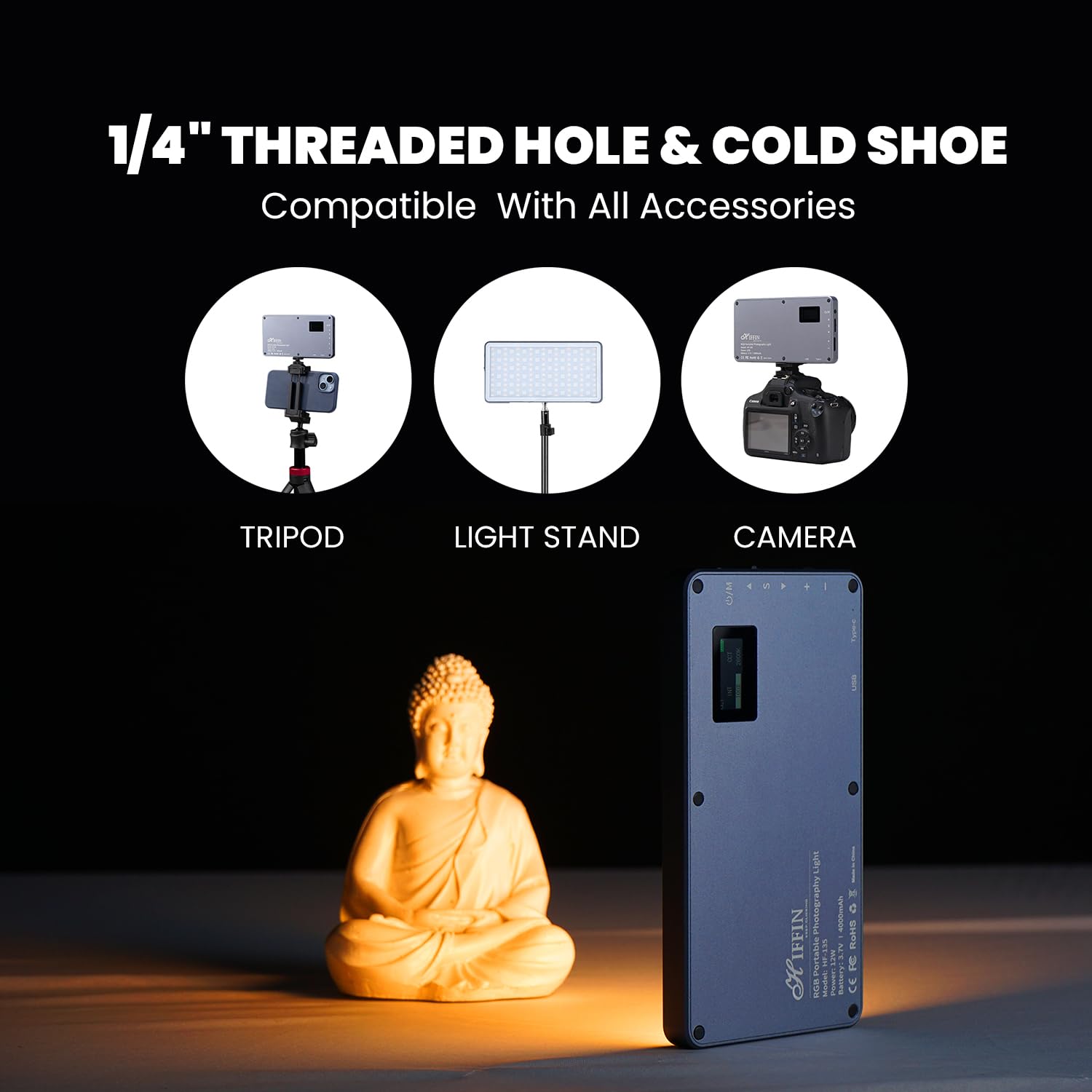 HIFFIN HF-135 Portable Pocket RGB LED Video Light with 24 Lighting Effect Modes, 4000 mAh Inbuilt Battery, 2500K-9000K Full Color - Ideal for Photography, and Product Photography 4