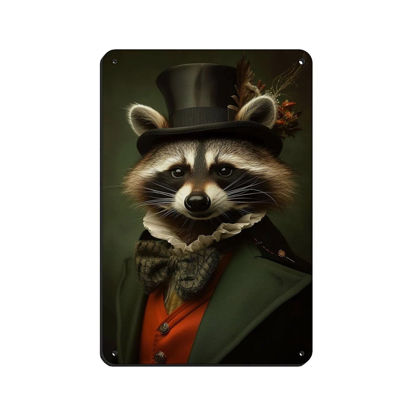 Vintage Gentleman Raccoon Paintingposter Tin Sign Vintage Metal Pub Club Cafe Bar Home Wall Art Decoration Poster Retro 8x12inch(20x30cm)