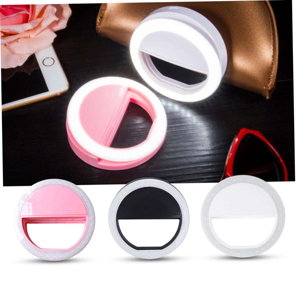 Balacoo Selfie Photography Ring Light for Phone Mode Lighting Illuminates Subjects Low Light for Photography Black