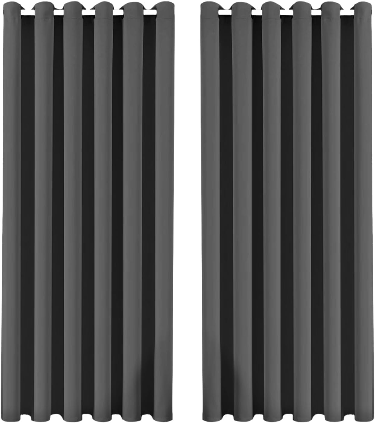 Bedlooms Dark Grey Blackout Curtains For Living Room 46X72 Inch Eyelet Grey Curtains For Bedroom Thermal Insulated Privacy Curtain 2 Panels With Tiebacks