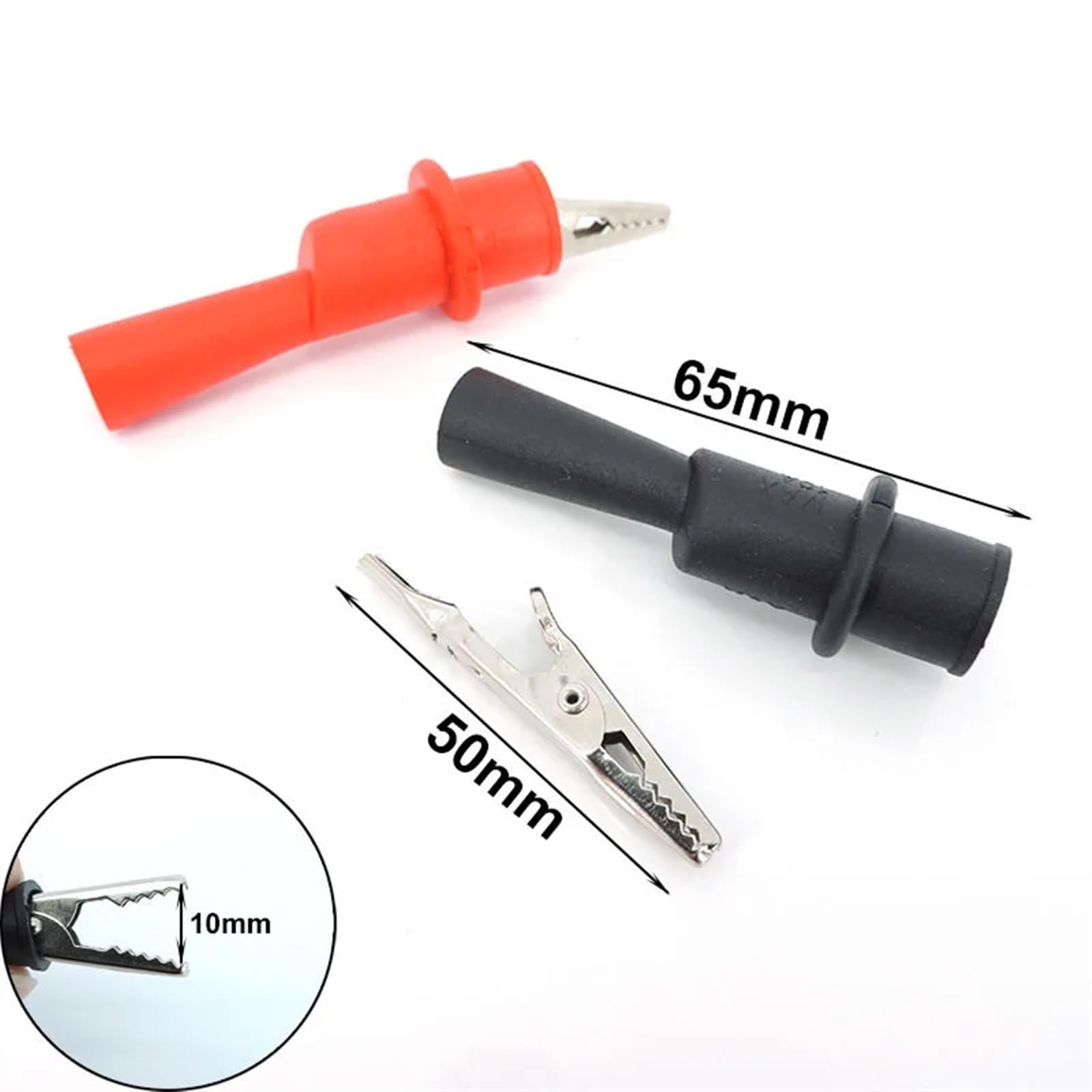 5/10/50A Electirc coccodrillo clip a coccodrillo manico isolato morsetto test batteria cavo connettore sonda 4 mm banana (n. 4 1 coppia)