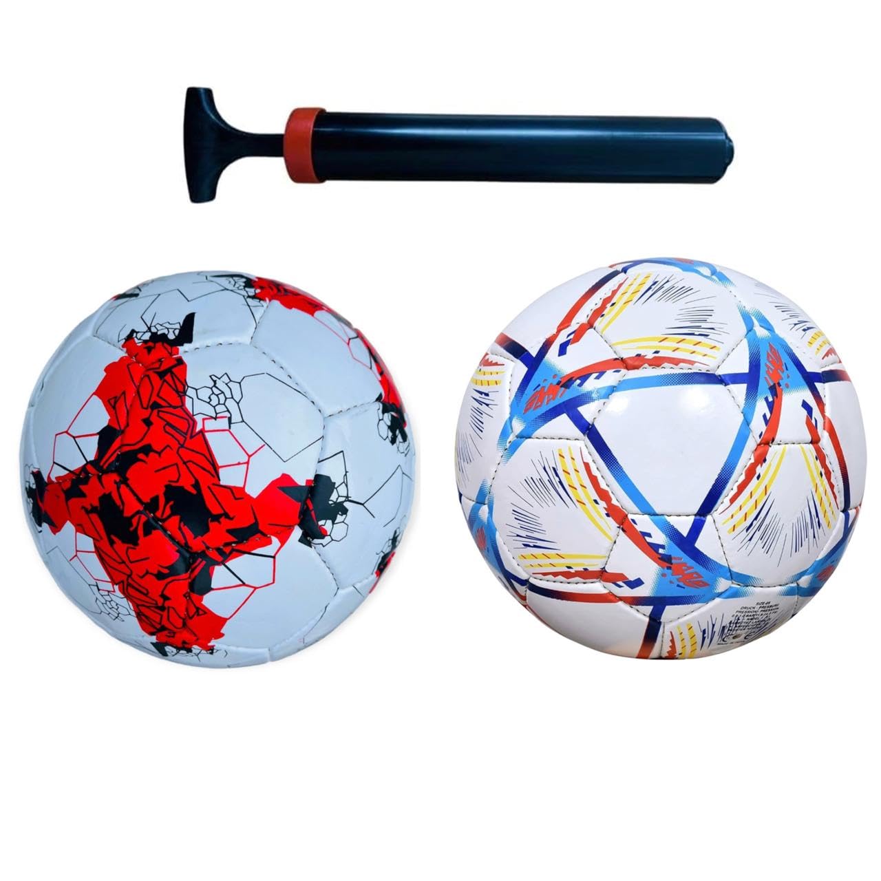 Soccer Ball Set with 2 Professional Footballs and Hand Air Pump, Multi-Colour-image-35