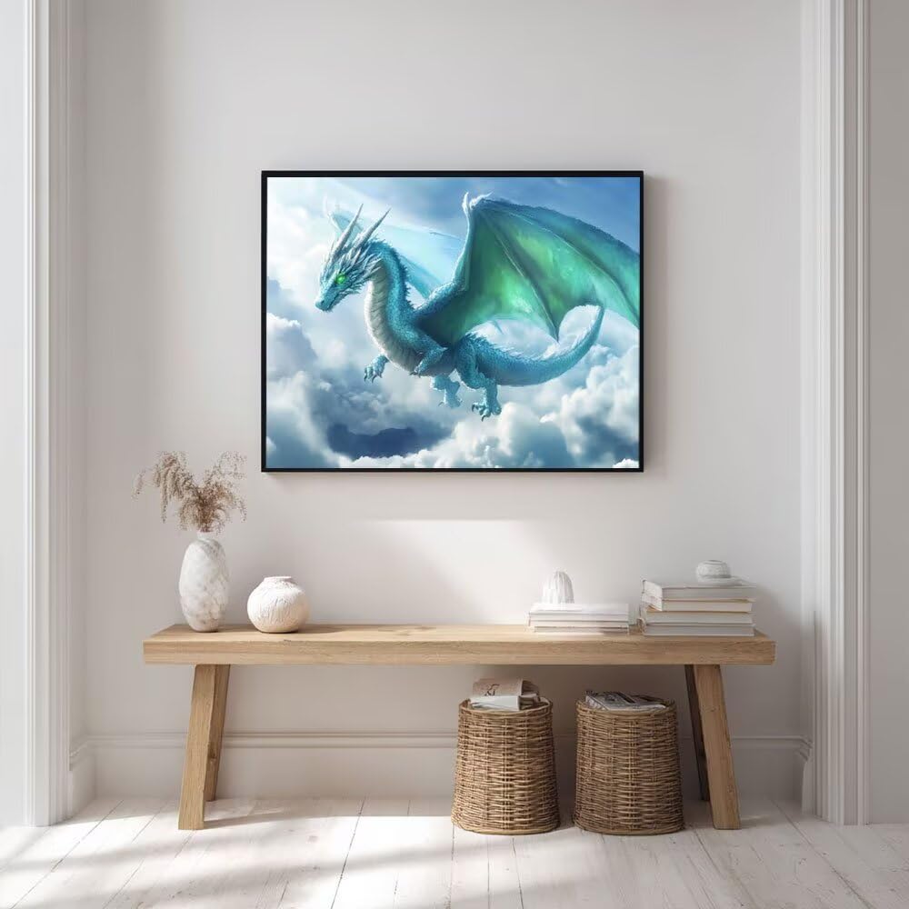 Malowanie według numerów dla dorosłych, niebo DragonN 70x90cm Akrylowe malowanie po numerach dla dzieci Dorośli Początkujący Malowanie 3 pędzlami Akwarela Malowanie według numeru Dzieci Zestaw do