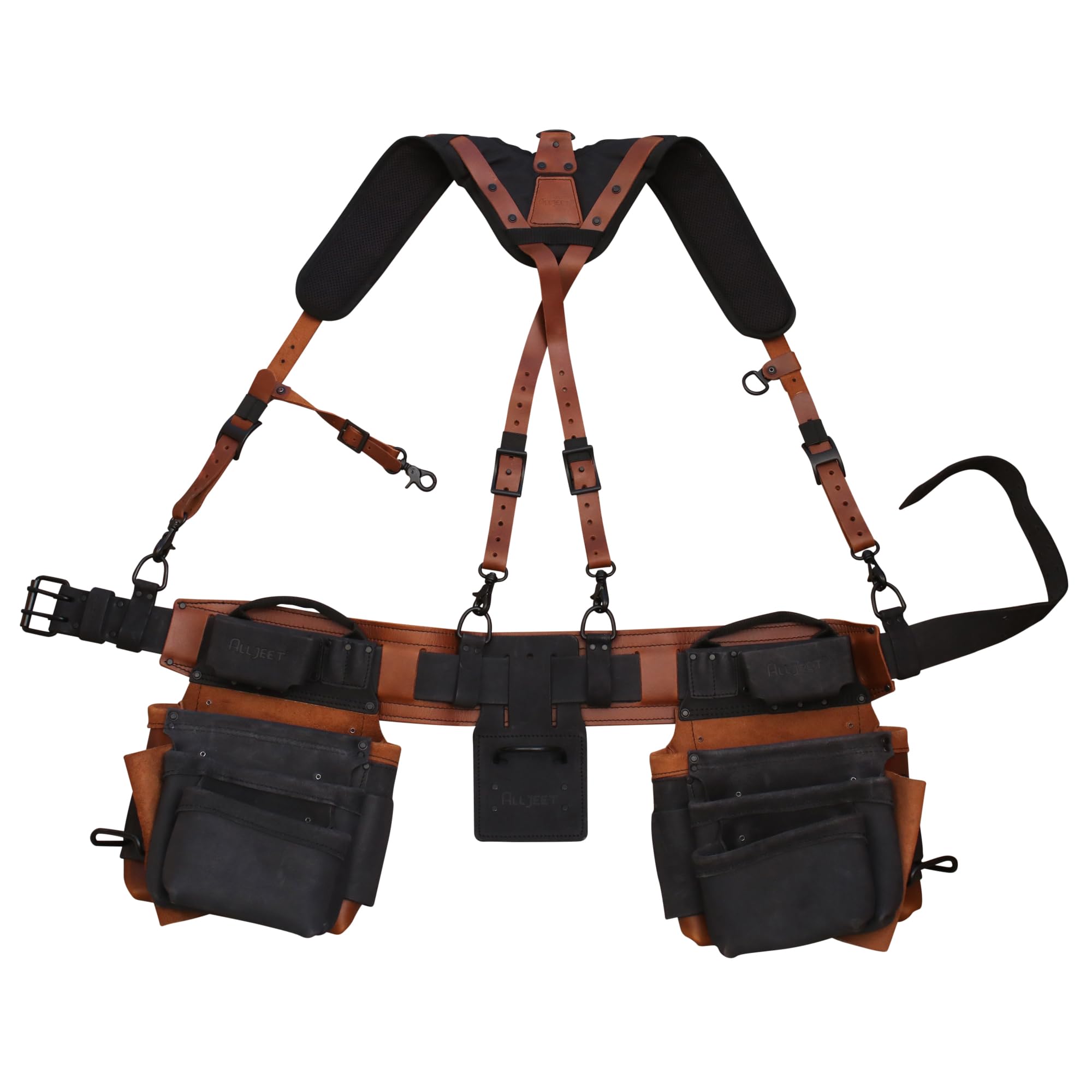 Heavy Duty Carpenter Tool Belt with Padded Adjustable Suspenders