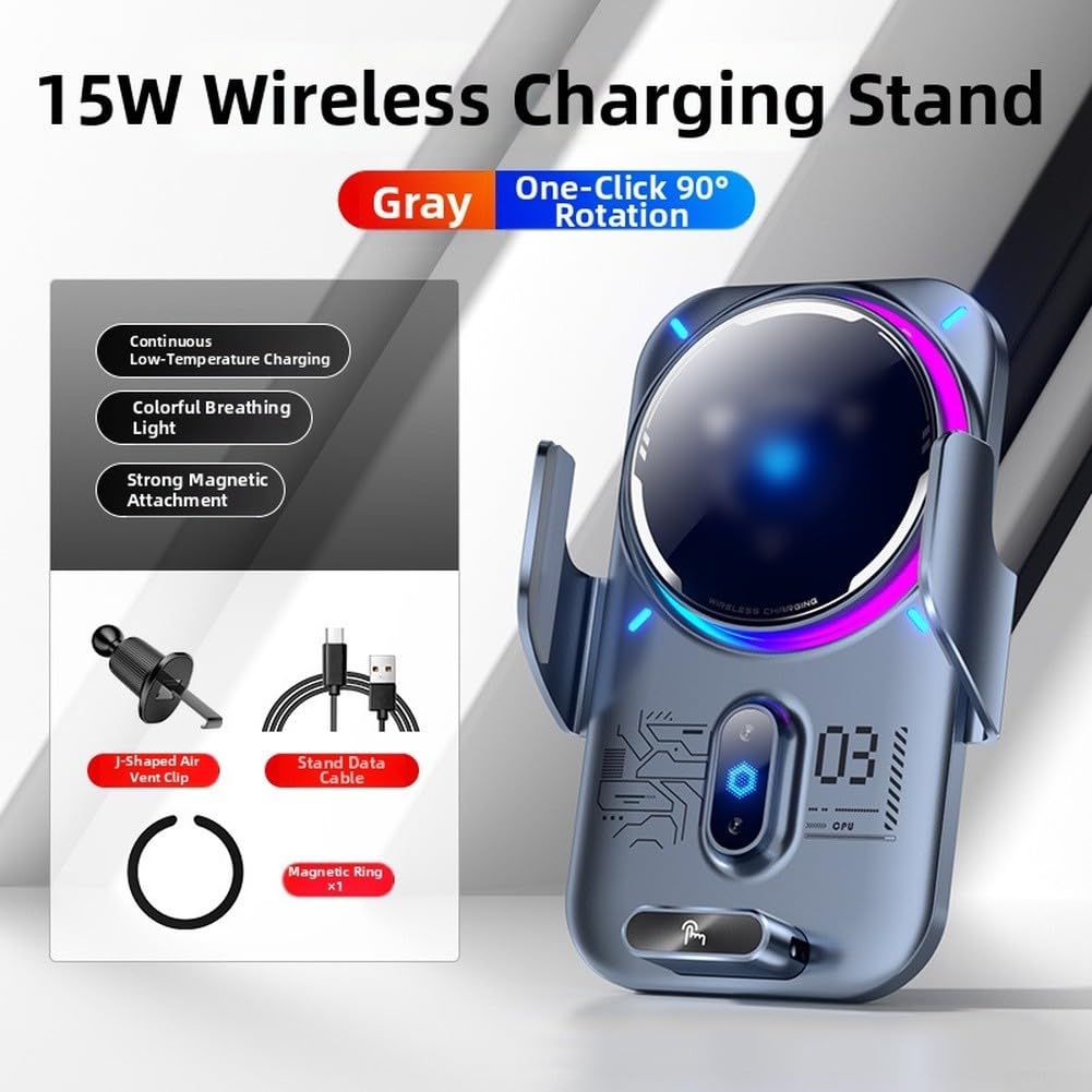 Supporto per telefono da auto, caricatore wireless da 25 W, supporto a semiconduttore attivo di raffreddamento sicuro per presa d'aria per telefono 12-15 S23 S24 Pixel e telefoni (nero 25 W)