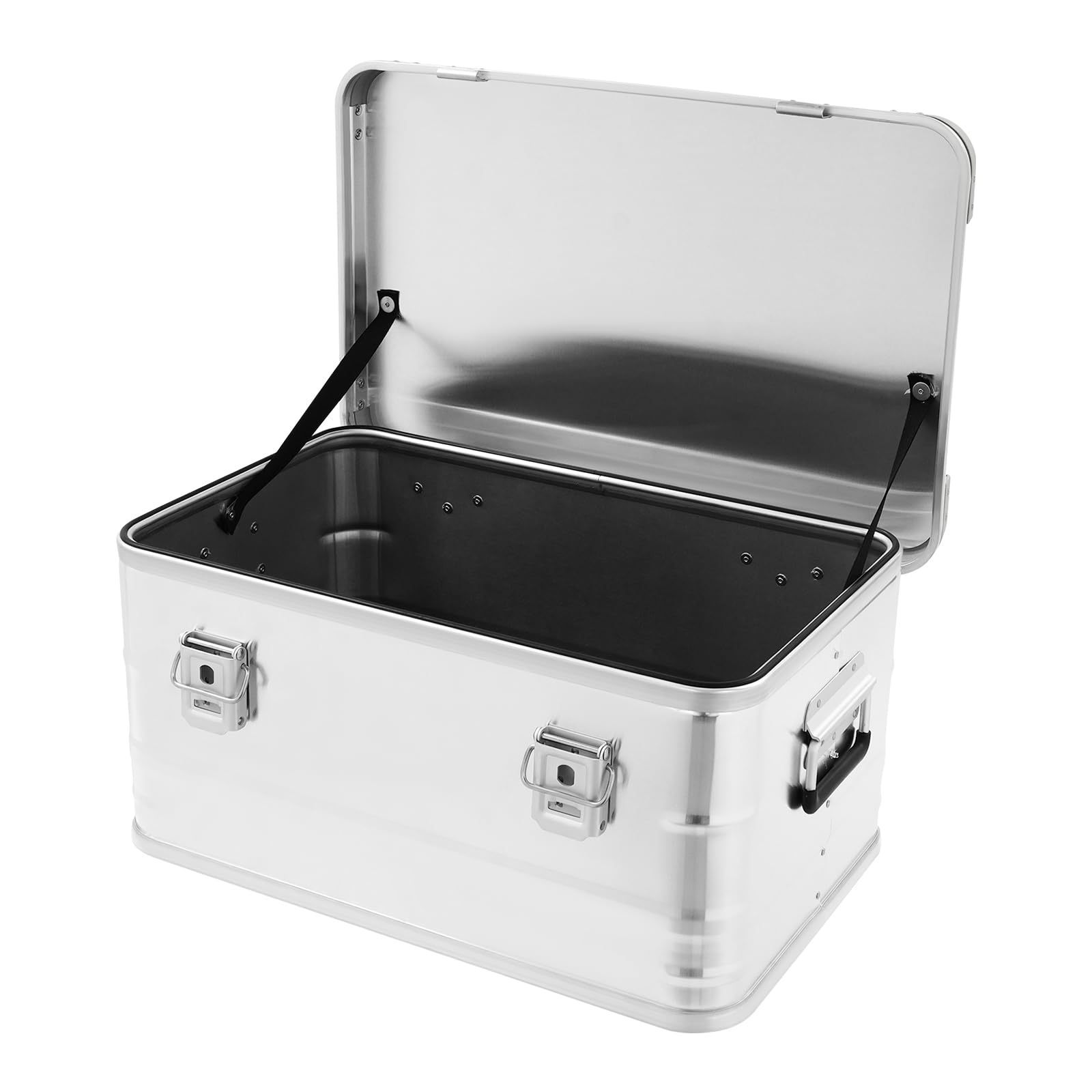 Scatola portaoggetti in alluminio, da campeggio, per il trasporto, 50 l, rettangolare, impilabile, con coperchio, per campeggio, pesca, viaggi, casa, cucina (argento)