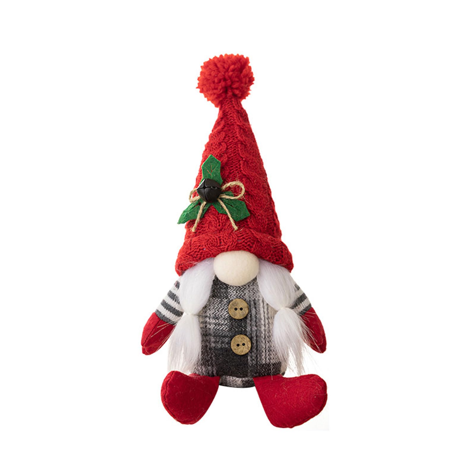 Tsophreniq 1Pc Christmas Gnomes Plush Santa Doll Decoration Gifts Ornaments Faceless Doll Knitted Hat Sitting Navidad Knitted Santa