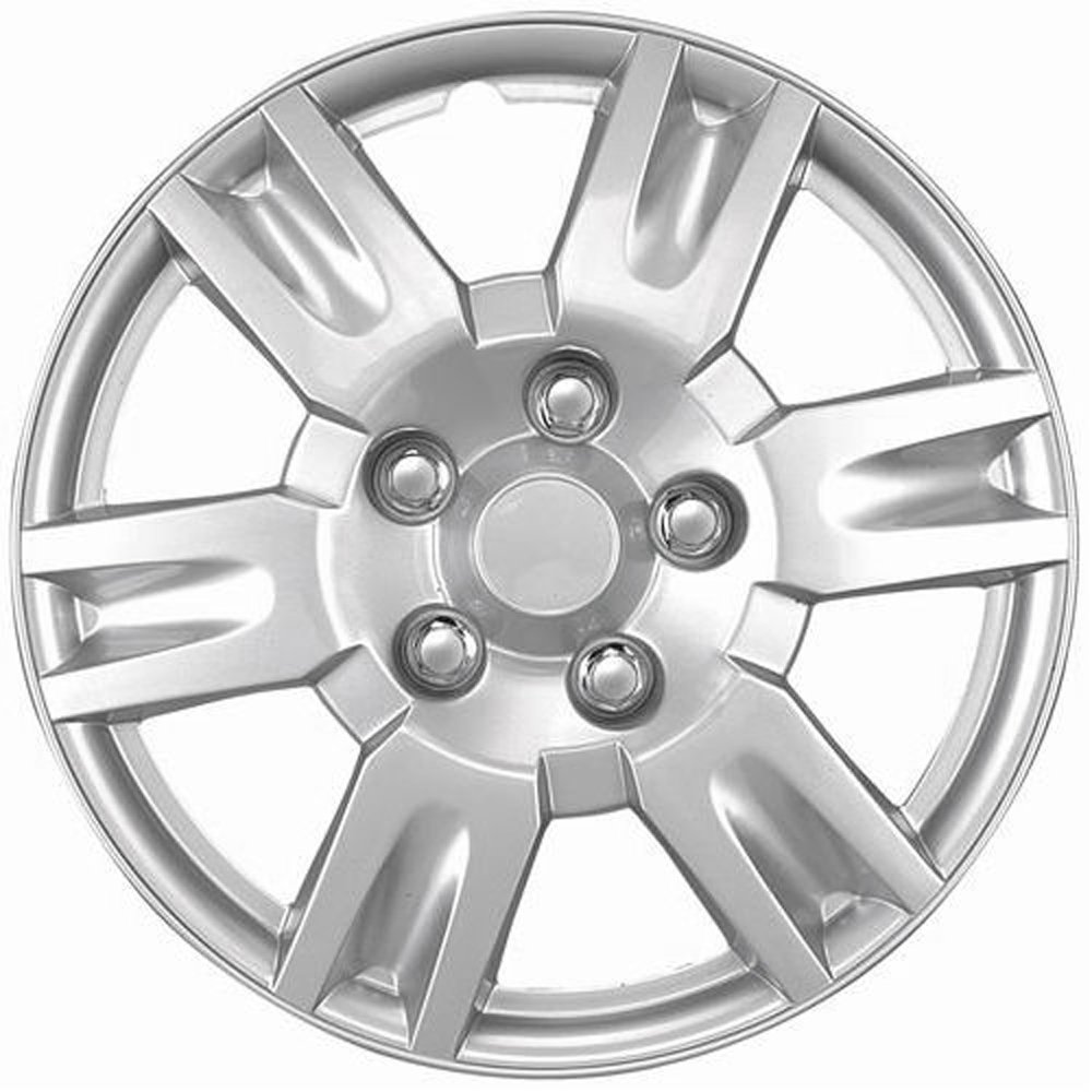 OxGord 16 inch Silver Snap-On Hubcaps with 6 Spoke Compatible with 2005-2006 Nissan Altima Standard Steel Wheel Covers