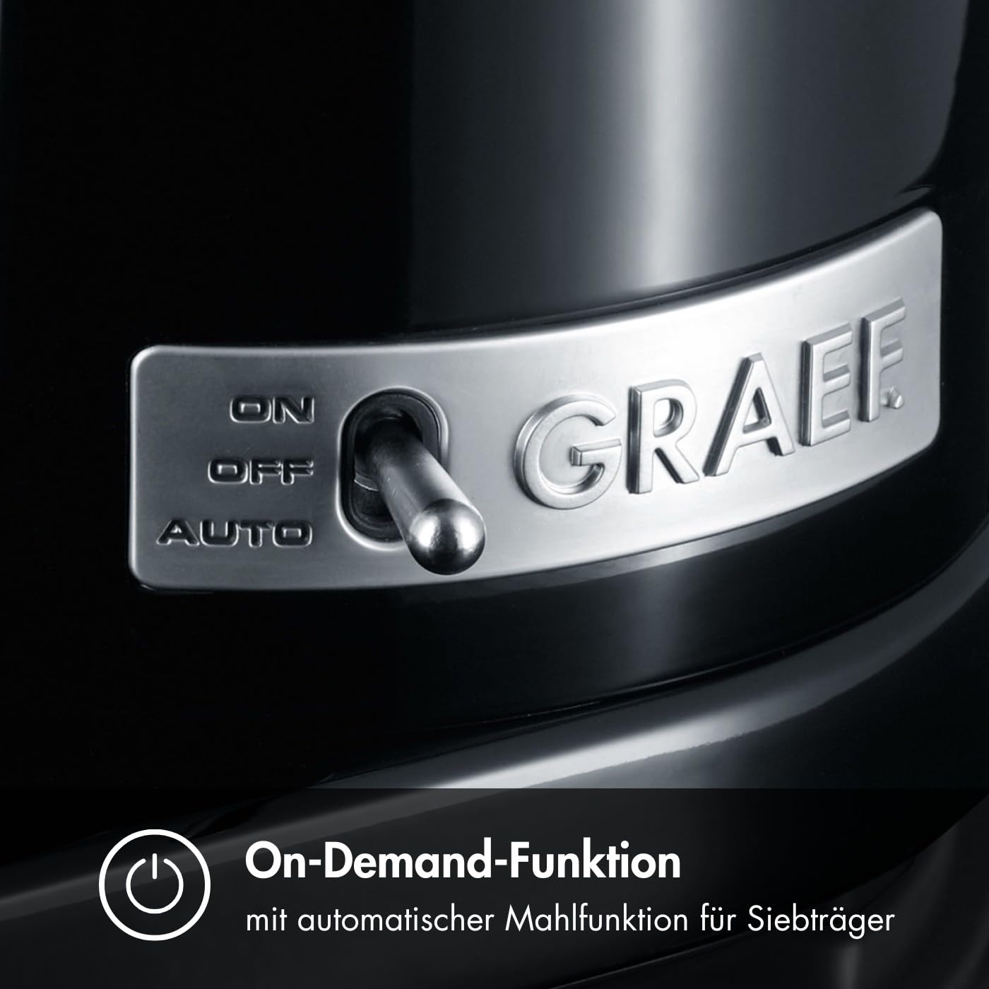 GRAEF CM802 - Macinacaffè elettrico, alloggiamento in alluminio, contenitore per chicchi 350 g, macina a cono in acciaio inox, 40 gradi di macinatura, portafiltro, nero