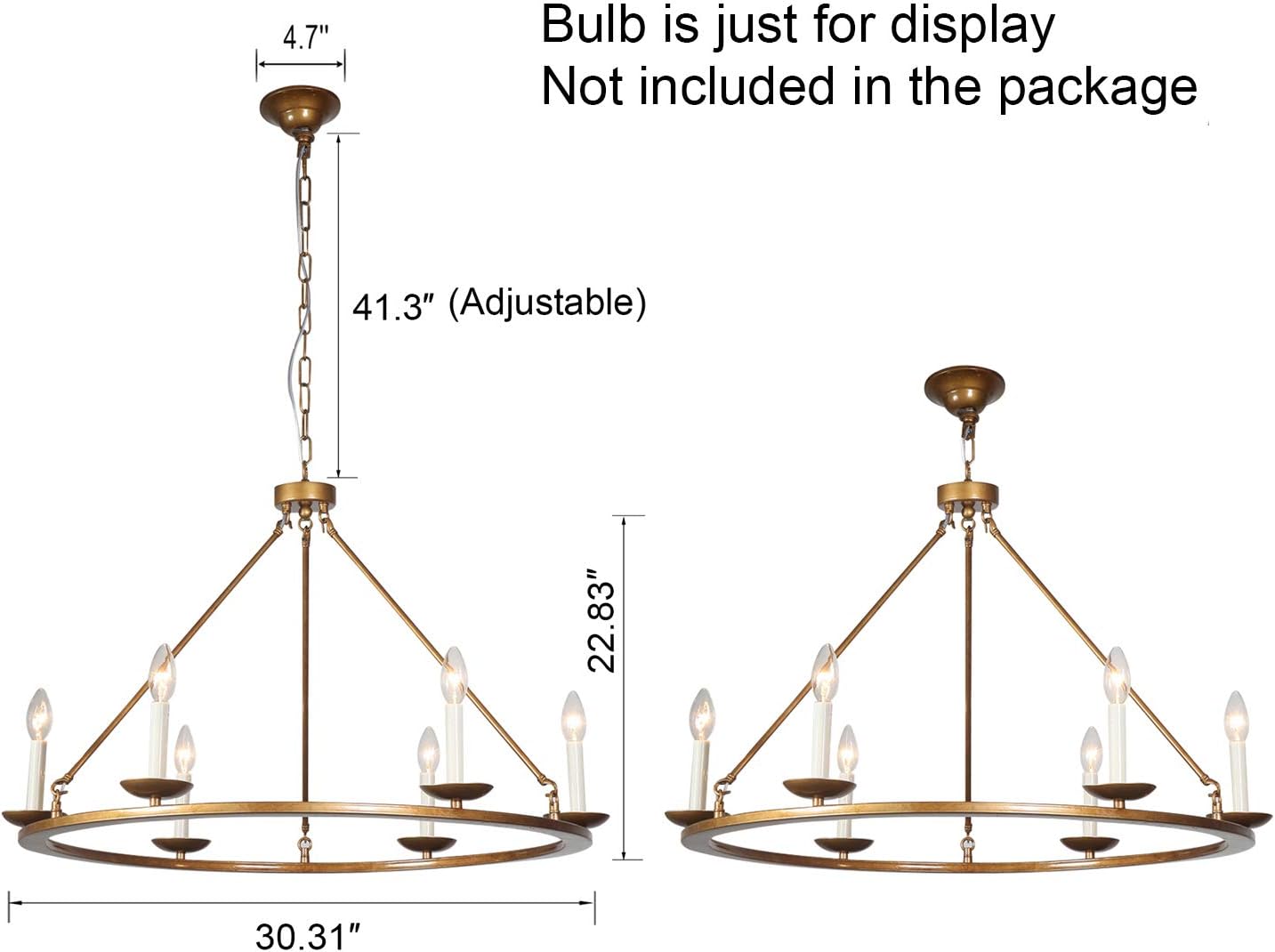 Top Brands Kitchen Island Pendant Light, A1A9 Retro Round Candle LED Chandelier Lighting Wagon Wheel Ceiling Lights for Farmhouse, Dining Room, Table Light, Entryway, Hallway, Foyer, D30 X H23 Chain 41'' Crazy Clearance Kitchen Island Pendant Light, A1A9 Retro Round Candle LED Chandelier Lighting Wagon Wheel Ceiling Lights for Farmhouse, Dining Room, Table Light, Entryway, Hallway, Foyer, D30 X H23 Chain 41''