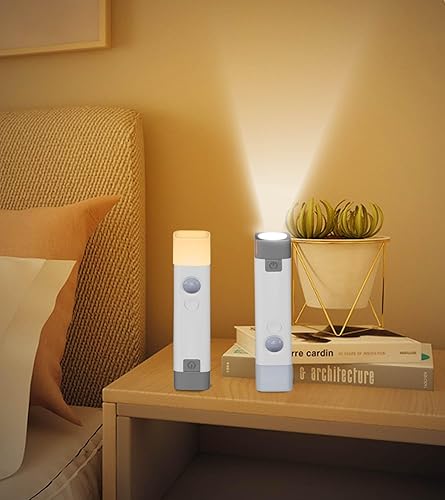 Chunace Luz nocturna con sensor de movimiento con linterna, regulable y recargable, luz nocturna de pared portátil, iluminación suave para baño,