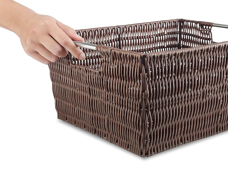 Whitmor Rattique Java Set of 3 Pieces Storage Baskets -Small (8.5x11.4x5.5), Medium (9.8x13x6) and Large (11.4x14.6x6.5)