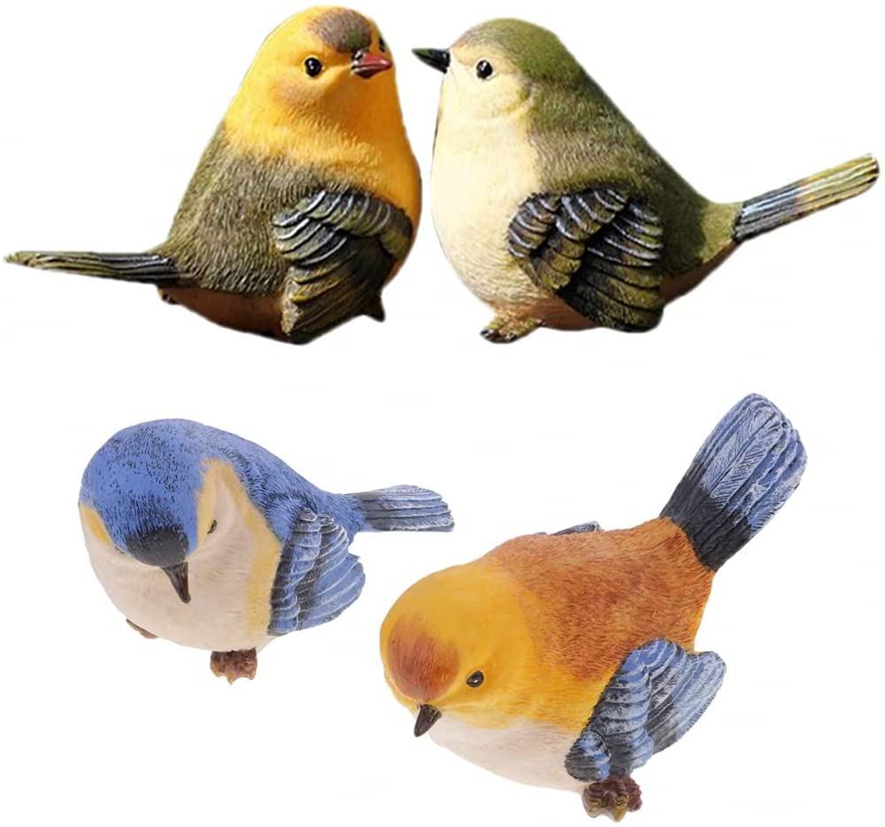 sdSDGrw statue, 4pcs Birds Resin Fake Ornament Decoration Artificial Statues