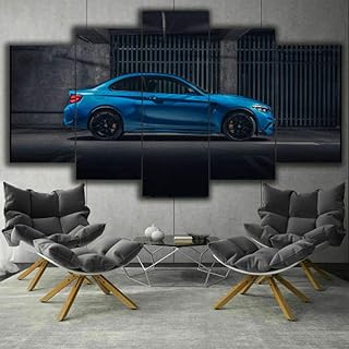 Stampa su Tela BMW M2 Sport Car Side Immagine di Arte della Parete 5 Pezzi di Immagine Moderna Pittura Soggiorno Camera da Letto Divano TV Sfondo Palestra Decorazione della casa, Cornice