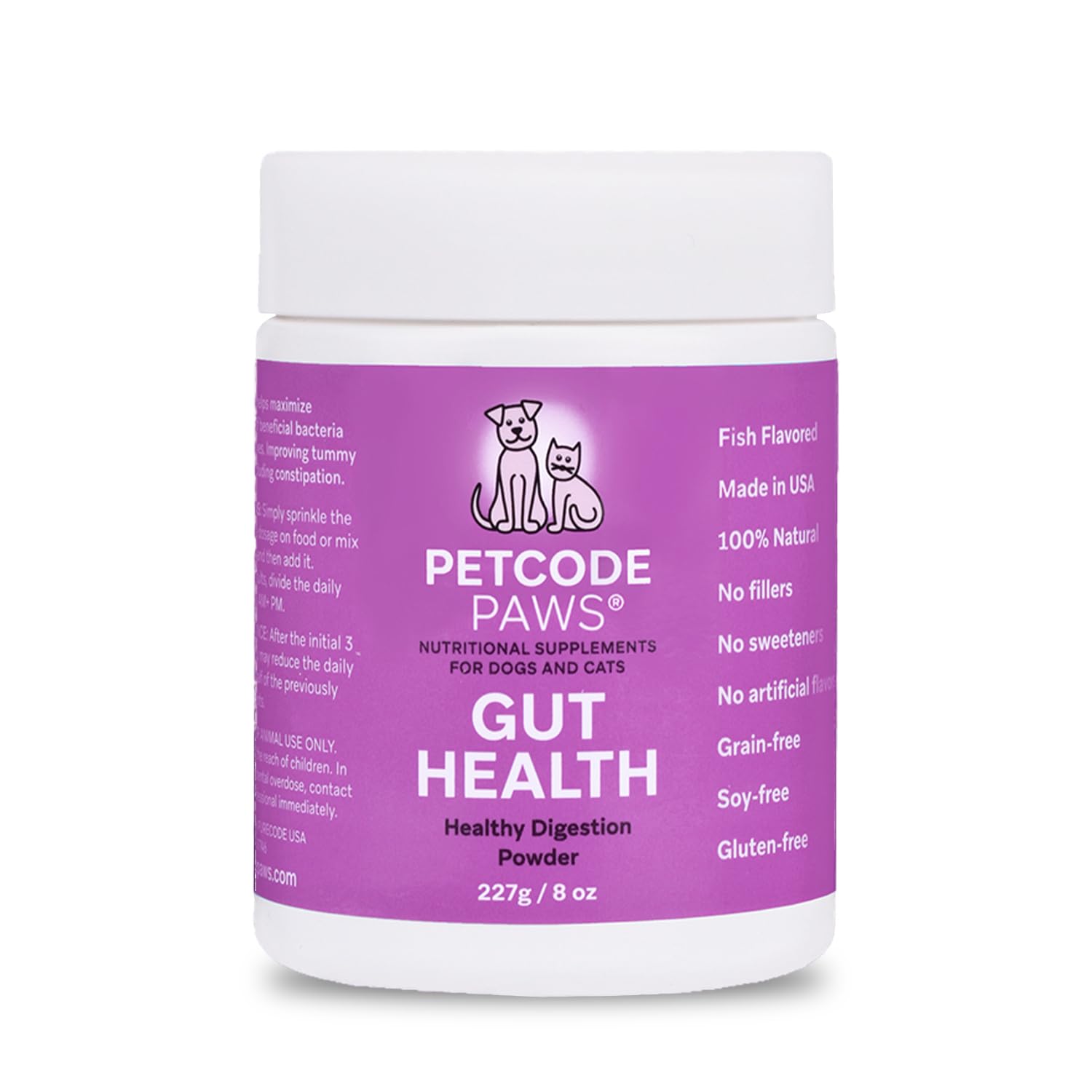 PETCODE PAWS Gut Health Powder for Dogs & Cats – Improve Digestion with All-Natural Ingredient- Boost Dog Gut Health & Nutrient Absorption Efficiently- Effective Dog Stomach Relief for Your Pets-8 oz