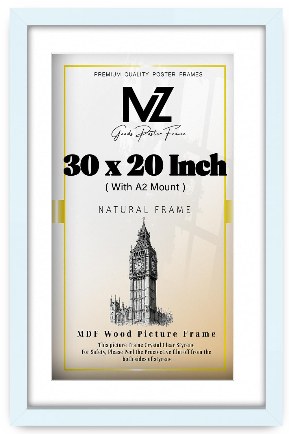 Mz Goods White | 762 X 508 Mm With 594 X 419 Mm Mount Poster Frame 30 X 20 Photos Holiday Gifts& Home Décor 50.8 X 76.2 Cm [ ]
