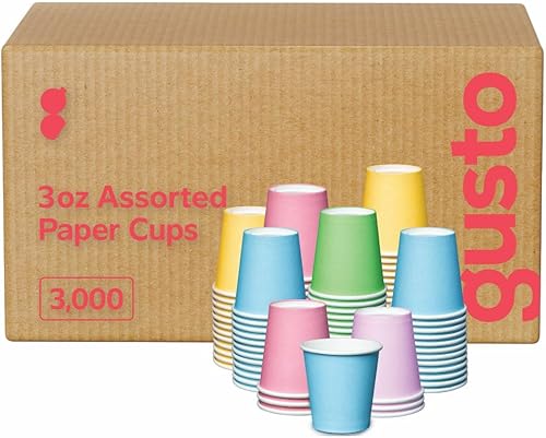 Comfy Package Caja de 3,000 Vasos de papel pequeños de 3 onzas, mini vasos de enjuague bucal desechables para baño, varios colores