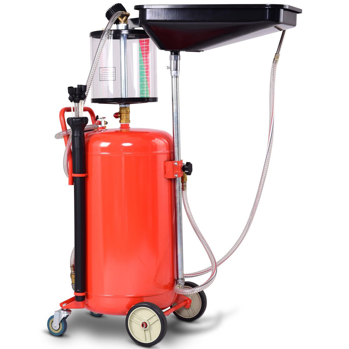 Goplus 20 Gallon Portable Waste Oil Drain Tank Air Operate Drainer with Measuring Cup and 5 Oil Suction Hoses